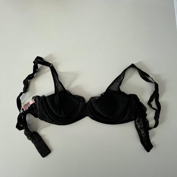 Vintage Black Lace Guess Bra - Glitter Logo - Picture 5 of 7